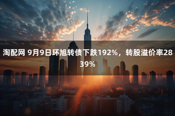 淘配网 9月9日环旭转债下跌192%，转股溢价率2839%